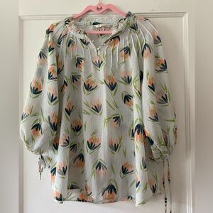 LC Lauren Conrad Sheer Floral Blouse - Multicolor